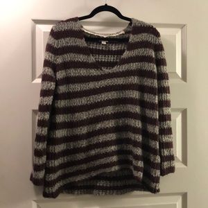 Maroon striped slouchy sweater - hinge size small